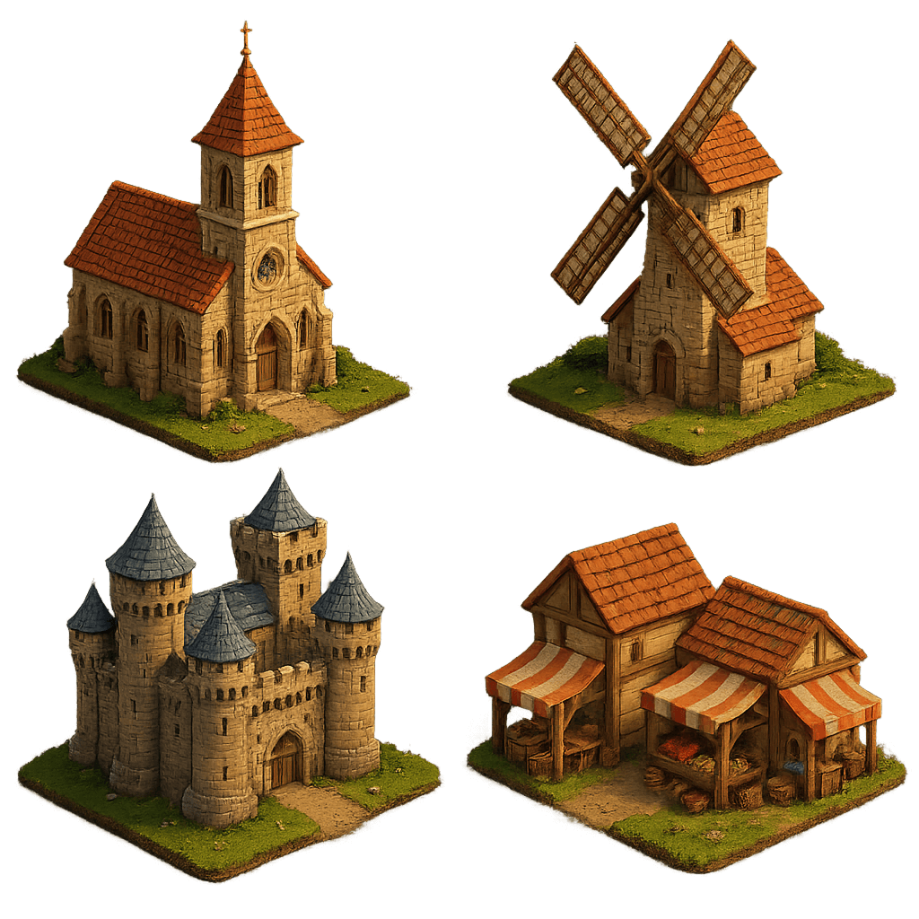 中世纪体素建筑精灵图